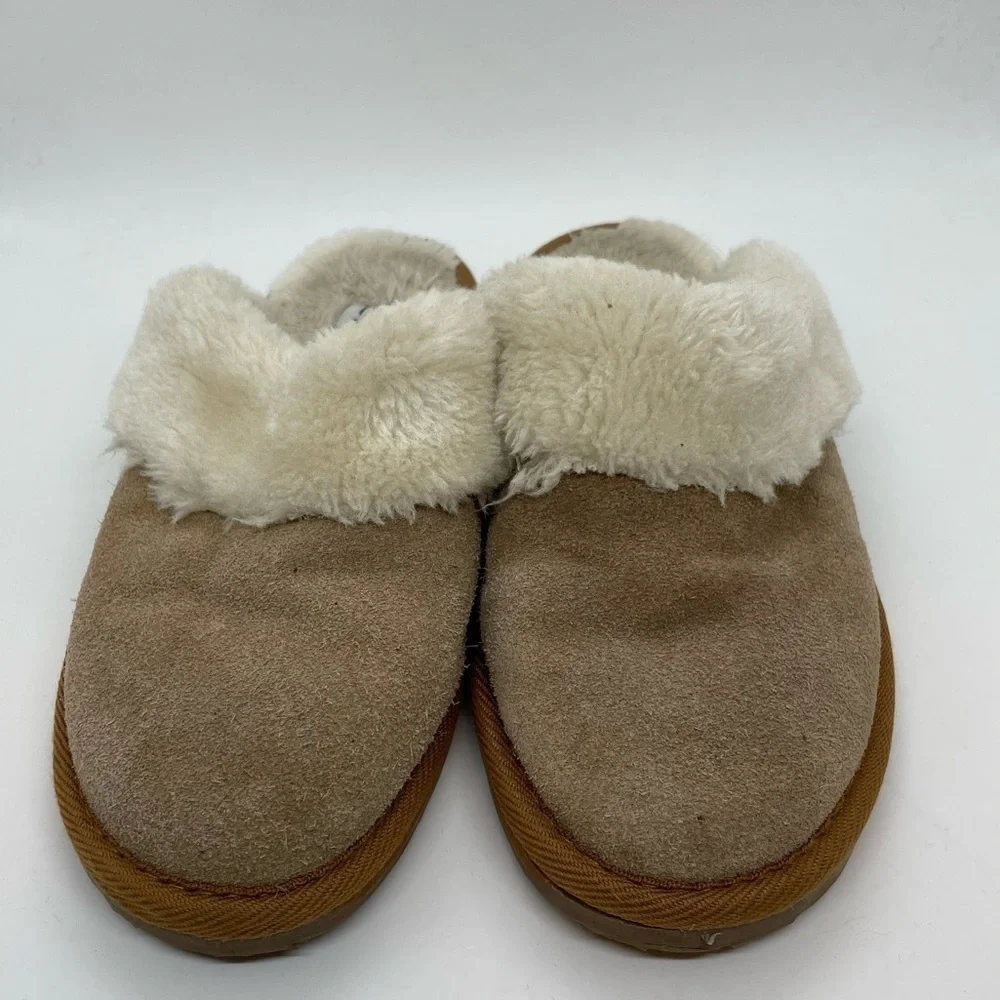 Portland Boot Company Fur Lining Brown Leather Slip On Slippers Size 6 - Picture 2 of 8